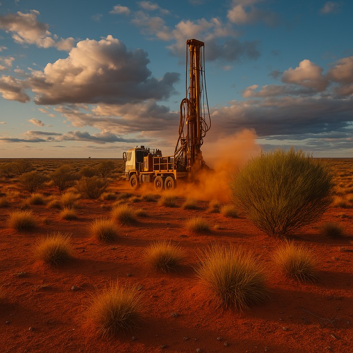image of a drill rig in harshe environment showing the advantage of using custom cut cables australia
